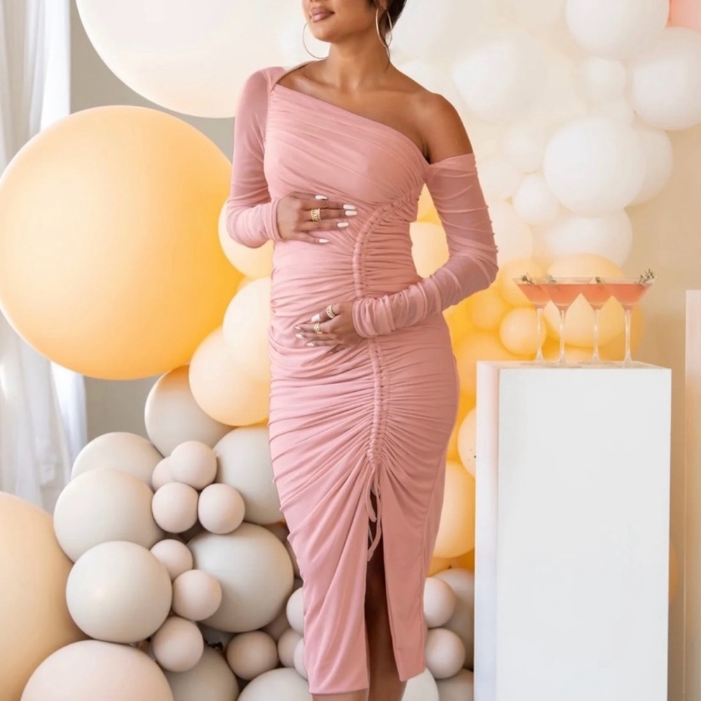 Club-London Maternity Asymmetric Ruched Dress